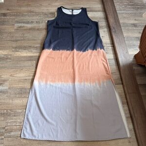 Elegant Black and Orange Sleeveless Long Dress size L